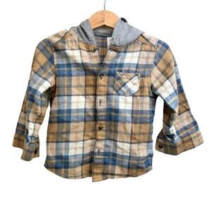 Carter's Long Sleeve Button Down with Hoodie Shirt Gray, Blue, Kakhi 18M